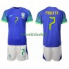 Maillot de Supporter Brésil Lucas Paqueta 7 Extérieur Coupe du Monde 2022 Pour Enfant